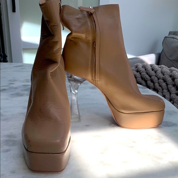 Black Suede Studio Ankle Boots Nude 5โ Heel Acrylic EU 38 / US 8 /1.5โ Platform - Picture 4 of 11